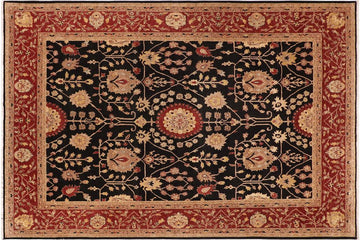 handmade Traditional Kafkaz Chobi Ziegler Black Red Hand Knotted RECTANGLE 100% WOOL area rug 10 x 14
